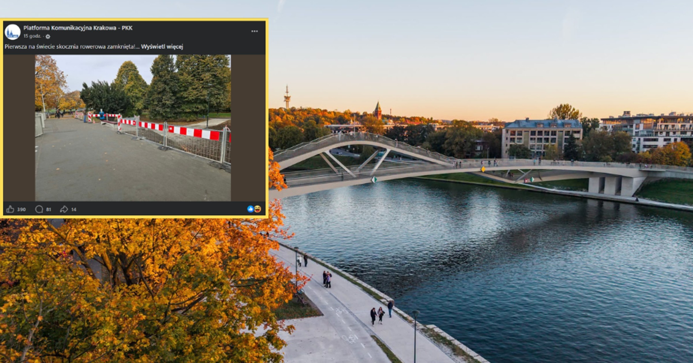 Skocznia rowerowa na kładce Kazimierz-Ludwinów. Barierki zamiast rozsądnego projektu
